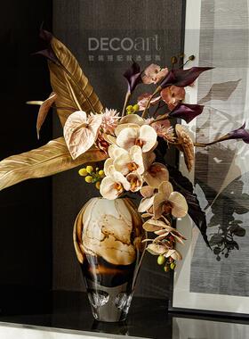 邸高大平层样板间室内玄关台装饰摆件轻奢高档挂画花瓶收纳盒套装