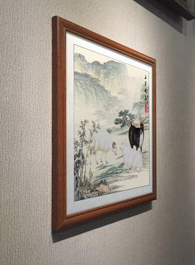 三阳泰装饰画餐桌正对墙玄关画斗方国画三羊泰挂画