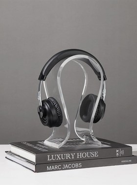 现代简约耳机胡桃木木质耳机支架样板间儿童房书房饰品软装摆件