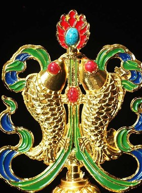 藏式八吉祥摆件家居合金禅修佛台玄关装饰吉祥八宝八瑞物组合