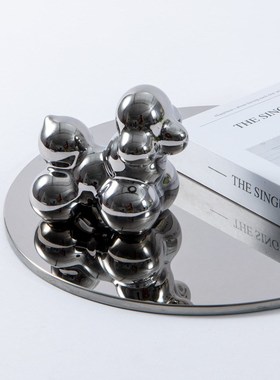 简约现代轻奢几何玻璃镜面托盘摆盘客厅样板间售楼处软装饰品摆件