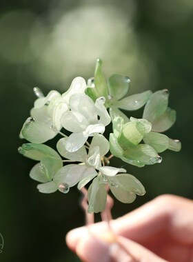 翠响 热缩花簪团花发簪古风新中式发钗步摇古风汉服U型簪绿头饰女