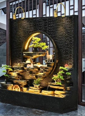 庭院别墅景观公司酒店假山喷泉背景鱼池装饰品摆件水幕墙流水屏风