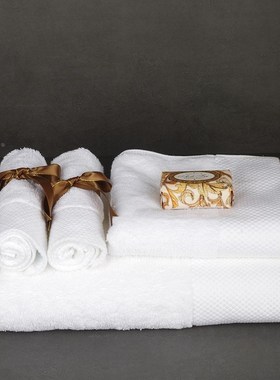 纯白毛巾浴巾方巾丝带毛巾绑带样板房酒店L浴室软装饰用品摆件套