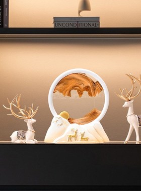 招财鹿流沙画摆件家居客厅酒柜装饰品玄关电视柜新房乔迁新居礼品