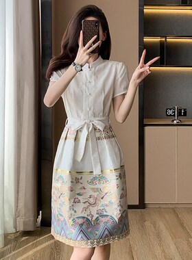 新中式轻国风连衣裙2025年夏季新款女装高级感气质刺绣提花马面裙