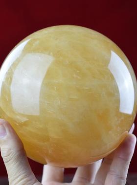 天然黄色水晶球厨房西北招财家居摆件办公室客厅玄关博古架工艺品