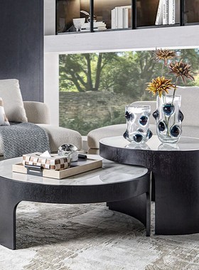 邸高轻奢风皮质托盘样板间洽谈区高档酒店房间桌面装饰收纳盘组合