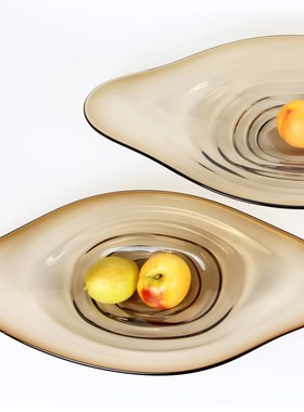 美式简约玻璃果盘时尚桌面摆件家居样板间软装装饰品