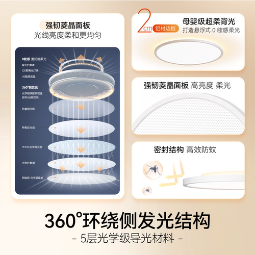 wow新款双光源客厅吸顶灯全光谱护眼超薄简约悬浮氛围光智能全屋 - 图3