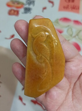 翡翠吊坠挂件山水鸟牌黄翡鹦鹉牌