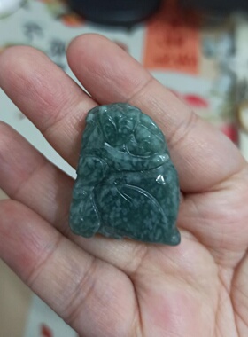 翡翠吊坠危料如意福寿猴子献寿