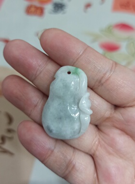 天然翡翠吊坠雕刻件手把件