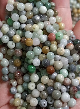 天然翡翠散珠圆珠卡5mm
