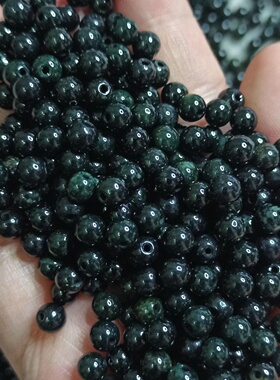 缅甸翡翠墨翠玉珠散珠圆珠