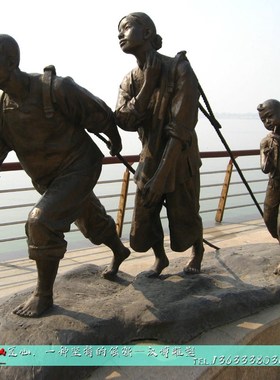 玻璃钢仿铜纤夫劳动人物雕塑公园广场景观装饰民俗主题雕塑摆件