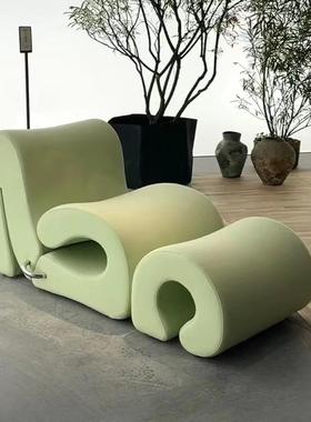 新款五十六度意式极简水波纹沙发轻奢弧形布艺设计师镂空沙发组合