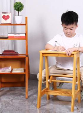 实木家用多功能折叠梯椅人字梯椅子室内登高梯子两用四步梯凳