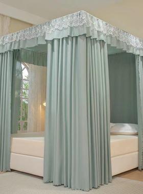 保暖新款床幔防尘遮光床帘蚊帐支架三门卧室家用公主风挡风顶落地