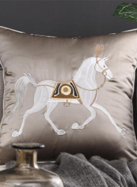 现代简约美式轻奢橙色风格沙发抱枕靠垫橘色样板间客厅靠枕轻奢