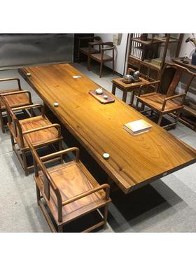胡桃木实木大板茶桌实木茶台原木书桌大板茶桌原木餐桌办公桌