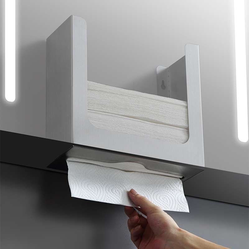 镜柜下纸巾盒镜后暗藏式抽纸盒感应皂液器洗手液机嵌入式擦手纸架 - 图2