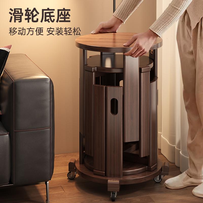 实木餐桌椅2025新款小户型现代简约可叠放中古风客厅家用高脚凳g^ - 图1