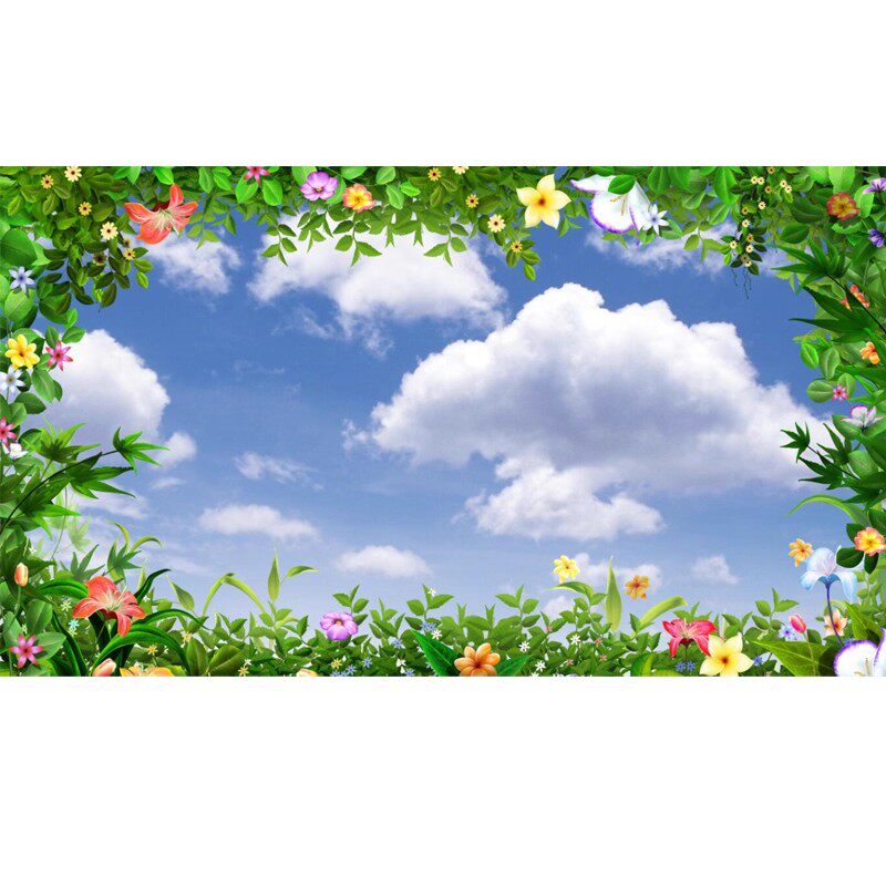 天花板吊顶壁布蓝天白云大树棚顶壁画绿色风景3d空间延伸屋顶墙纸,淘宝优惠券,粉丝福利购,淘宝优惠卷