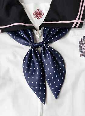 白色波点领结金鱼草结jk三角巾免打水手服领巾日系蝴蝶结制服领花