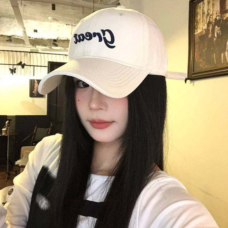 米白色字母刺绣棒球帽女款春夏百搭显脸小大头围鸭舌帽子2026新款,淘宝优惠券,粉丝福利购,淘宝优惠卷