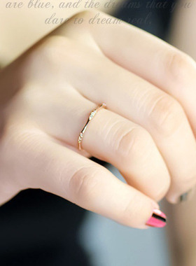 新款镀18K黄金9颗小碎钻戒指