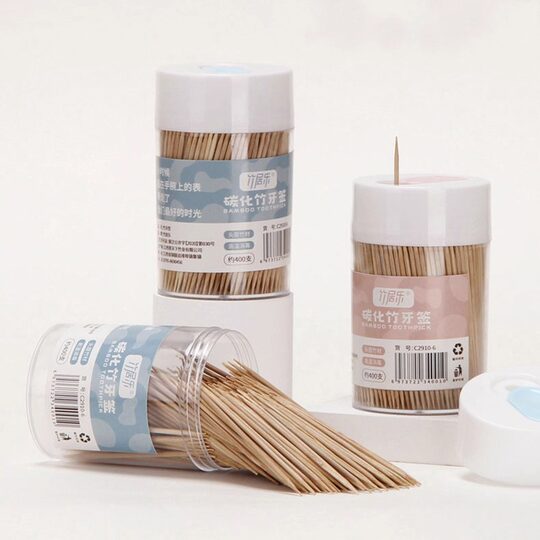 Disposable double-headed toothpick bamboo fine toothpick stick home portable restaurant restaurant bottled fruit sign 400 packs
