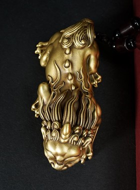 纯黄铜貔貅手把件男士盘玩挂绳招财进宝运文玩小摆件皮丘