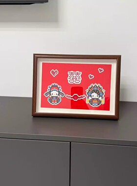 中国风kitty拼豆中空相框摆台