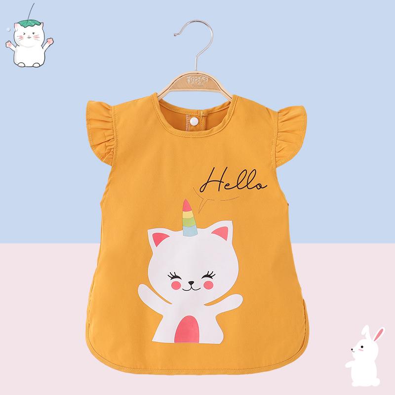 Sleeveless bib baby eating smock children's apron waterproof anti-dirty summer baby thin reverse wearing smock
