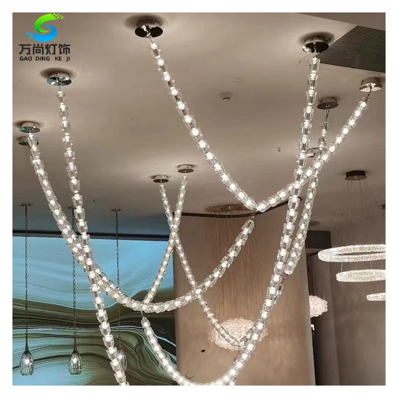 设计师酒店大堂水晶灯后现代轻奢售楼部别墅复式楼梯大厅项链吊灯 - 图1