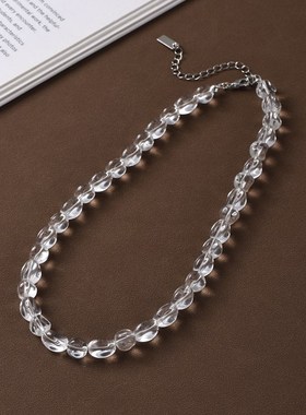 不规则透明白水晶项链女夏轻v奢小众设计高级感玻璃锁骨链手链套