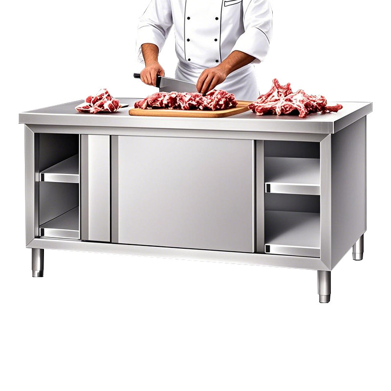 不锈钢工作台定制三边围靠背拉门工作台单通双通厨房专用特厚304,淘宝优惠券,粉丝福利购,淘宝优惠卷