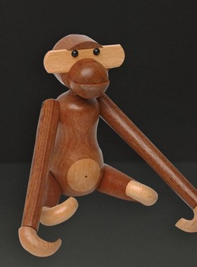 木偶洞洞板玩具实木原木色黑胡桃木北欧风家居装饰品摆件创意礼物