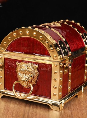 欧式复古带锁百宝箱喜庆首饰收纳盒家居装饰品摆件送闺蜜结婚礼物