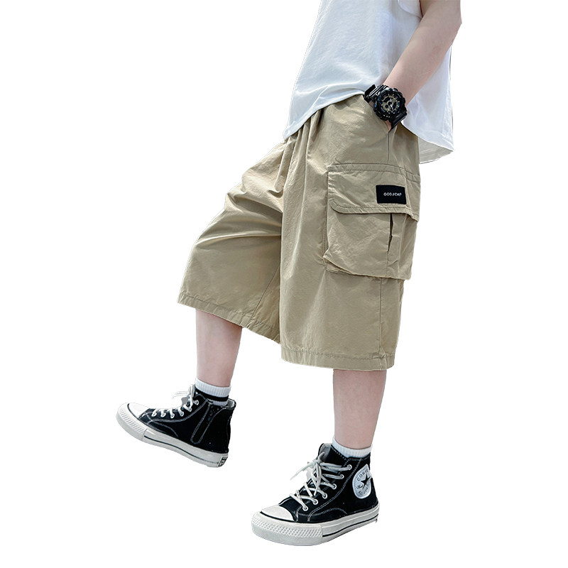 男童夏季大口袋工装短裤2023新款儿童装休闲七分裤夏装帅气裤子潮,淘宝优惠券,粉丝福利购,淘宝优惠卷