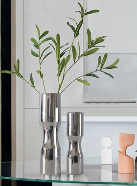 新创意镀银陶瓷花瓶现代简约家居客厅干花花器T样板间售楼处摆件