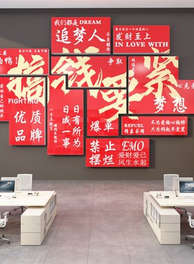 办公室装饰企业文化职场氛围布置公司背景励志标语爆单纸画