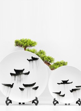 现代中式太湖石摆盘立盘办公室酒店样样板房家具卖场软装饰品摆件