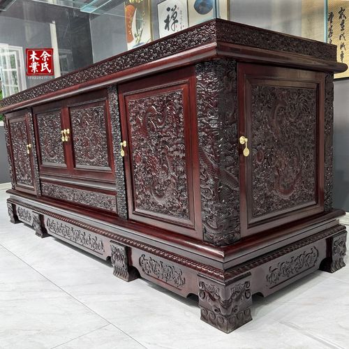 实木鱼缸柜定制中式红木鱼缸底柜水族箱客厅办公室别墅大型龙鱼缸 - 图3