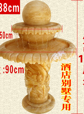 新款酒店专用超大气大型流水喷泉摆件 双层流水线龙柱水转球摆件