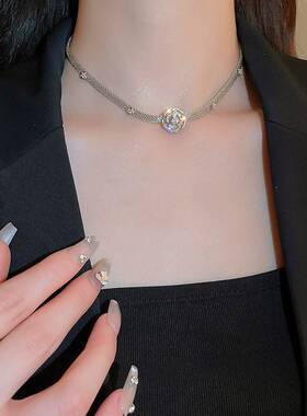 法式复古锆石花朵蛇形choker项链时尚小众气质高级感锁骨链项饰女