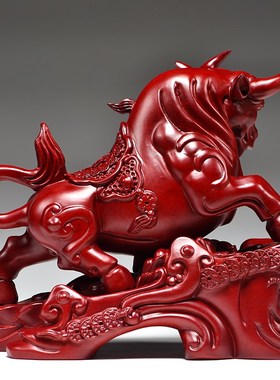 木雕牛摆件家用客厅家居装饰品老板办公室桌领导乔迁新居开业礼物