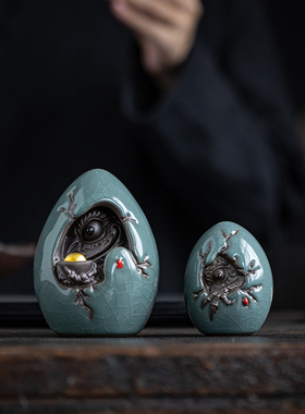 创意龙蛋陶瓷招财茶宠可养恐龙蛋家居办公室桌面装饰工艺品摆饰