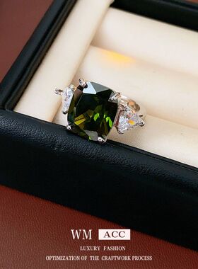 简约食指高级感超闪时尚戒指长方